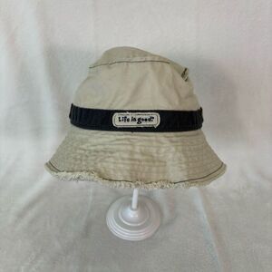 Life Is Good Cream with Black Bucket Hat Unisex One Size
